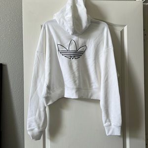New Adidas White Crop Hoodie XL Sweater Top